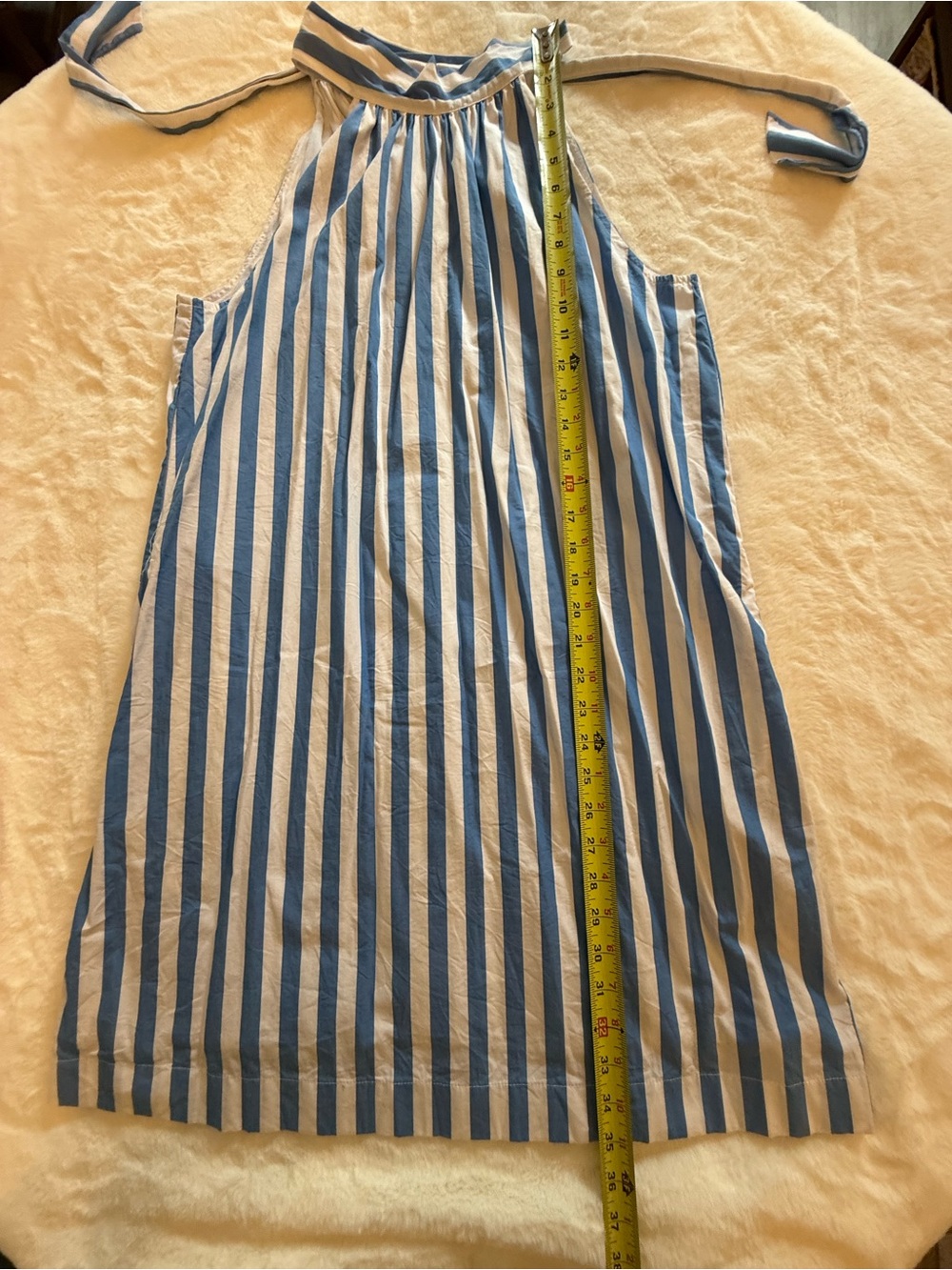 J. Crew Blue and White Vertical Stripe Halter Dress